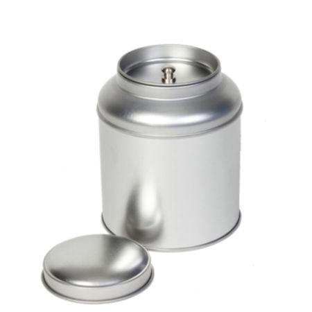 Theeblik rond met binnendeksel ‘zilver’